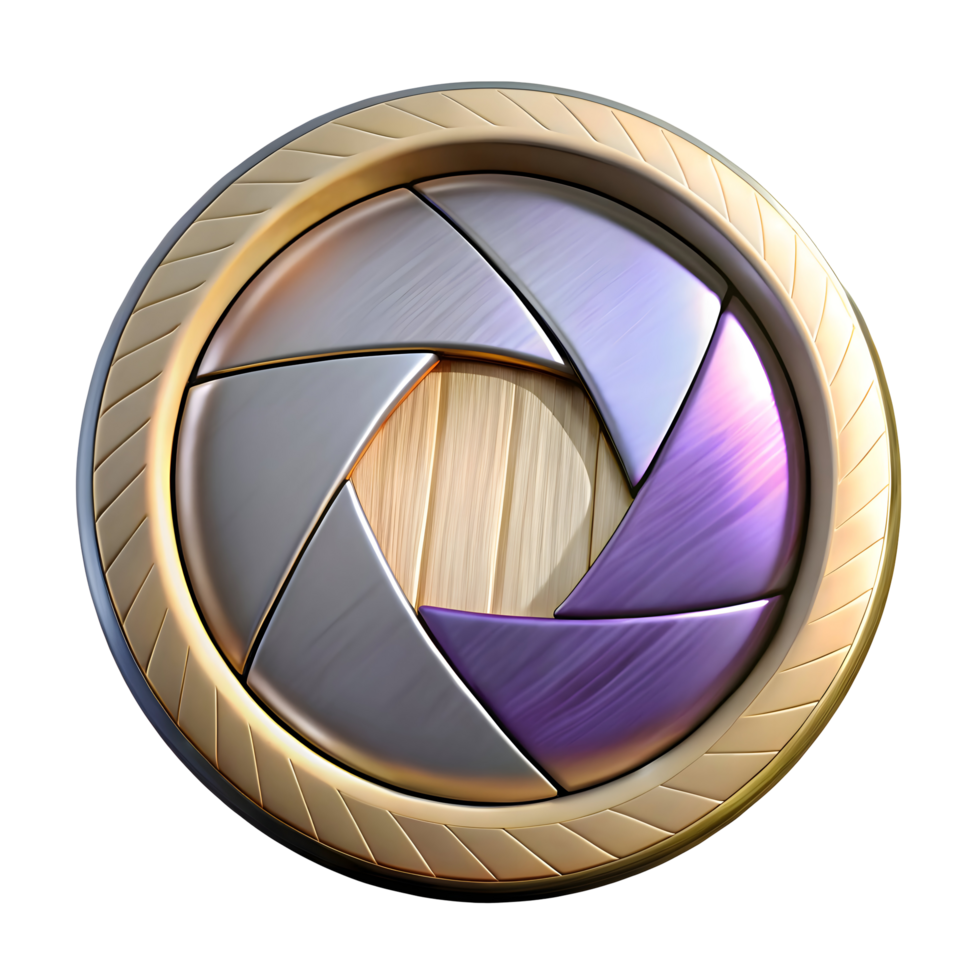 Golden Shutter Button Icon for Photography and Design png