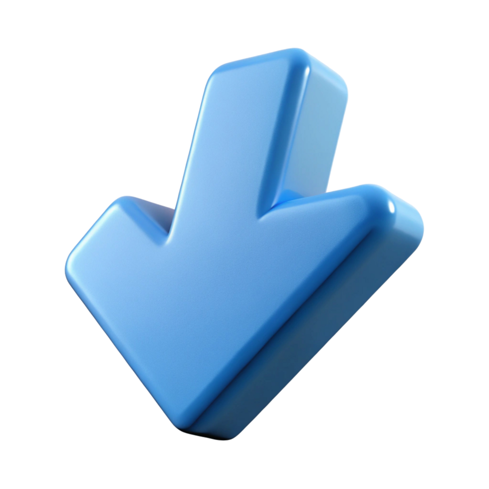 3D Blue Arrow Icon for Download, Navigation, and User Interface Design png