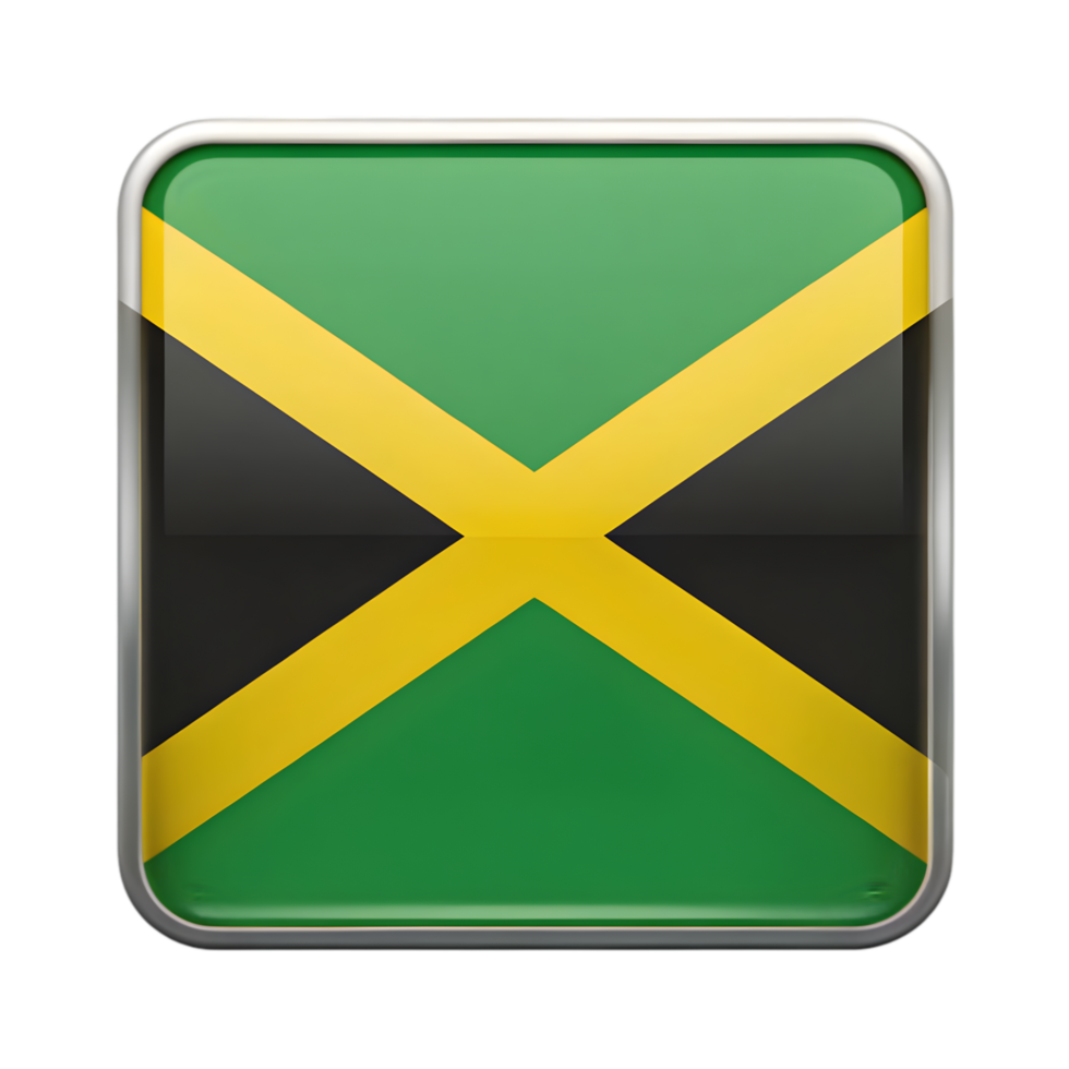 Vibrant 3D Jamaica Flag Icon in Rectangle Shape Ideal for Creative Projects and Presentations png