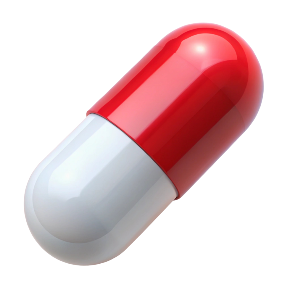 Red and White Capsule Pill Illustration for Medical and Healthcare Designs png