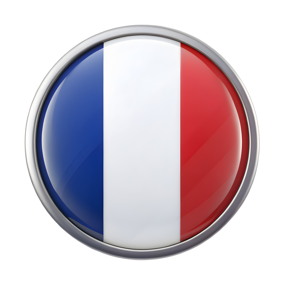 3D France Flag Icon in Circle Shape for Graphic Design and Digital Projects png