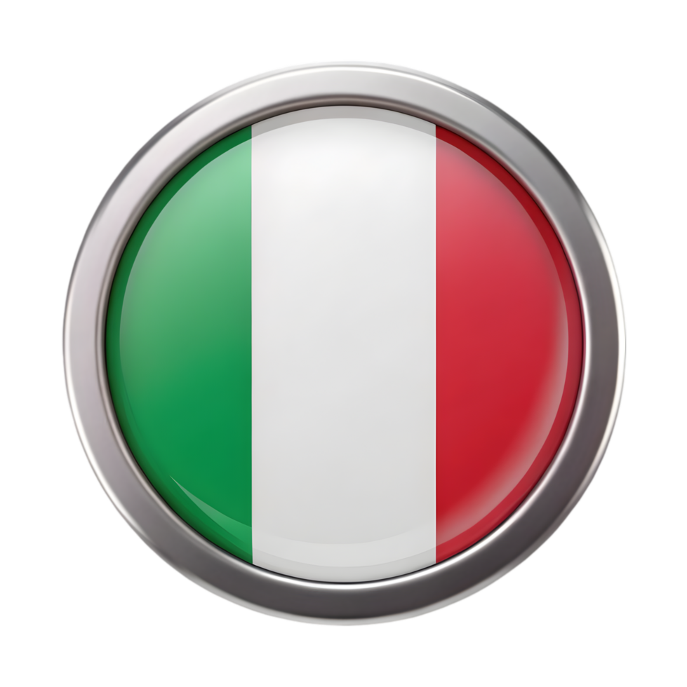 3D Italy Flag Icon in Circle Shape for Digital Design and Graphics Projects png