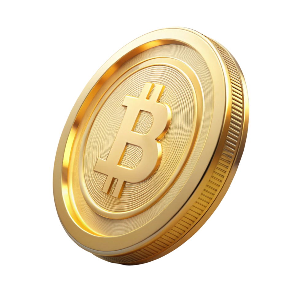 Golden Bitcoin Cryptocurrency Coin - Digital Finance and Blockchain Technology png
