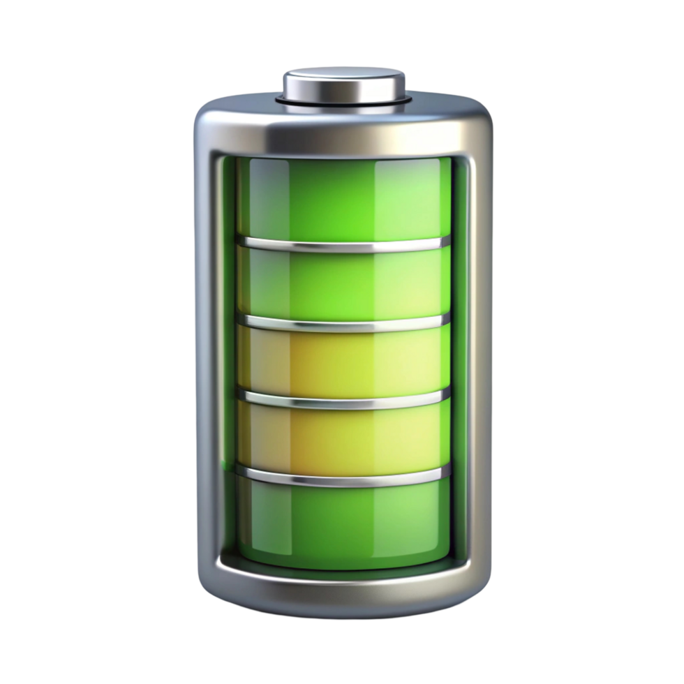 3D Battery Icon Illustration A Visual Representation of Energy Level png