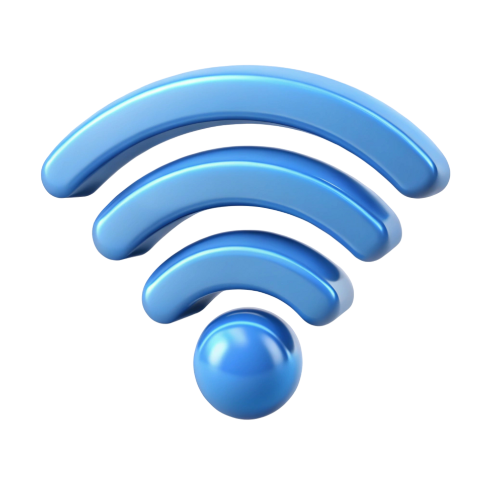 3D Blue Wifi Symbol Illustration for Websites and Mobile Apps png