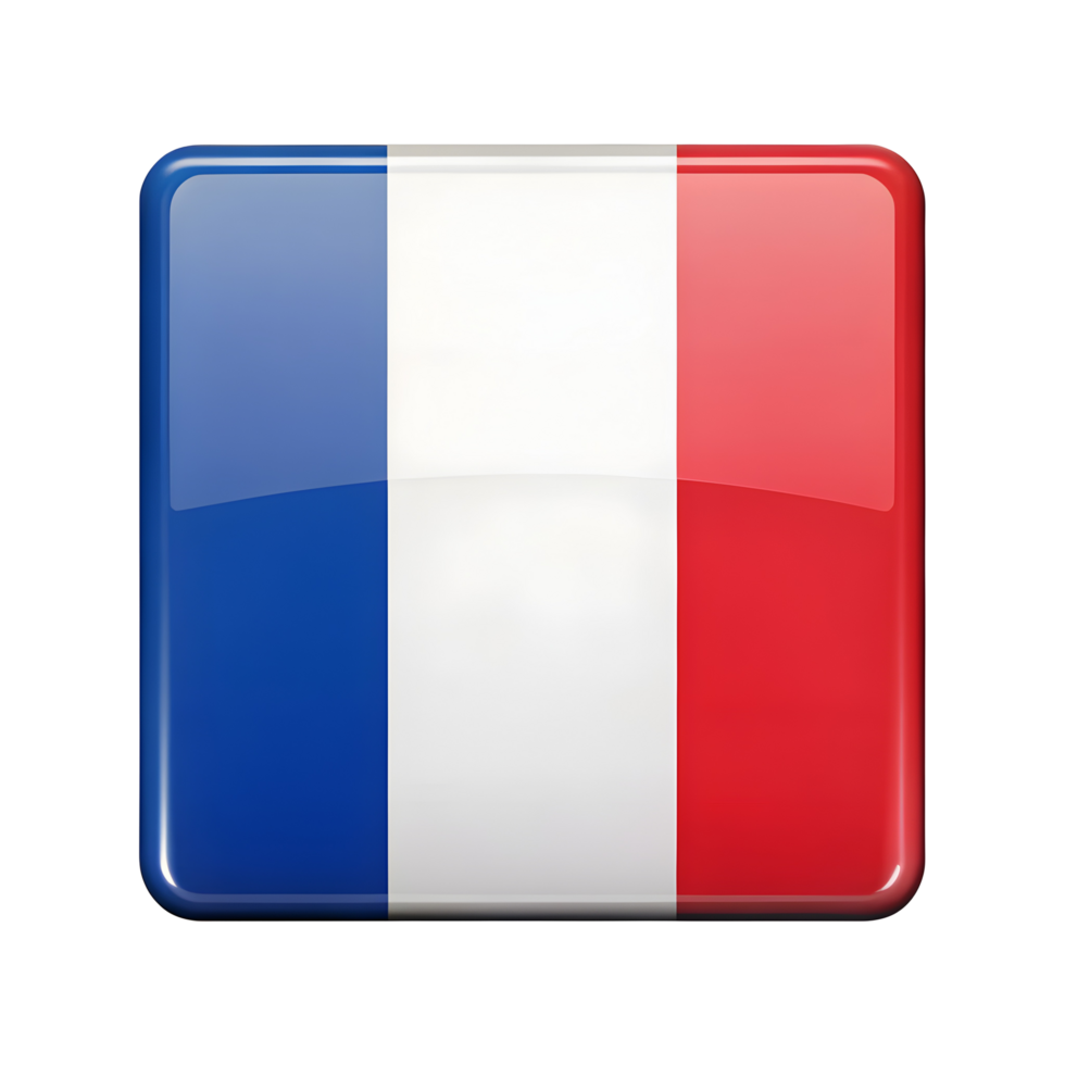 3D France Flag Icon in Rectangle Shape for Uniform Branding or Graphic Design Projects png