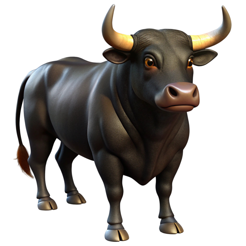 3D Cartoon Bull Illustration for Branding and Marketing png