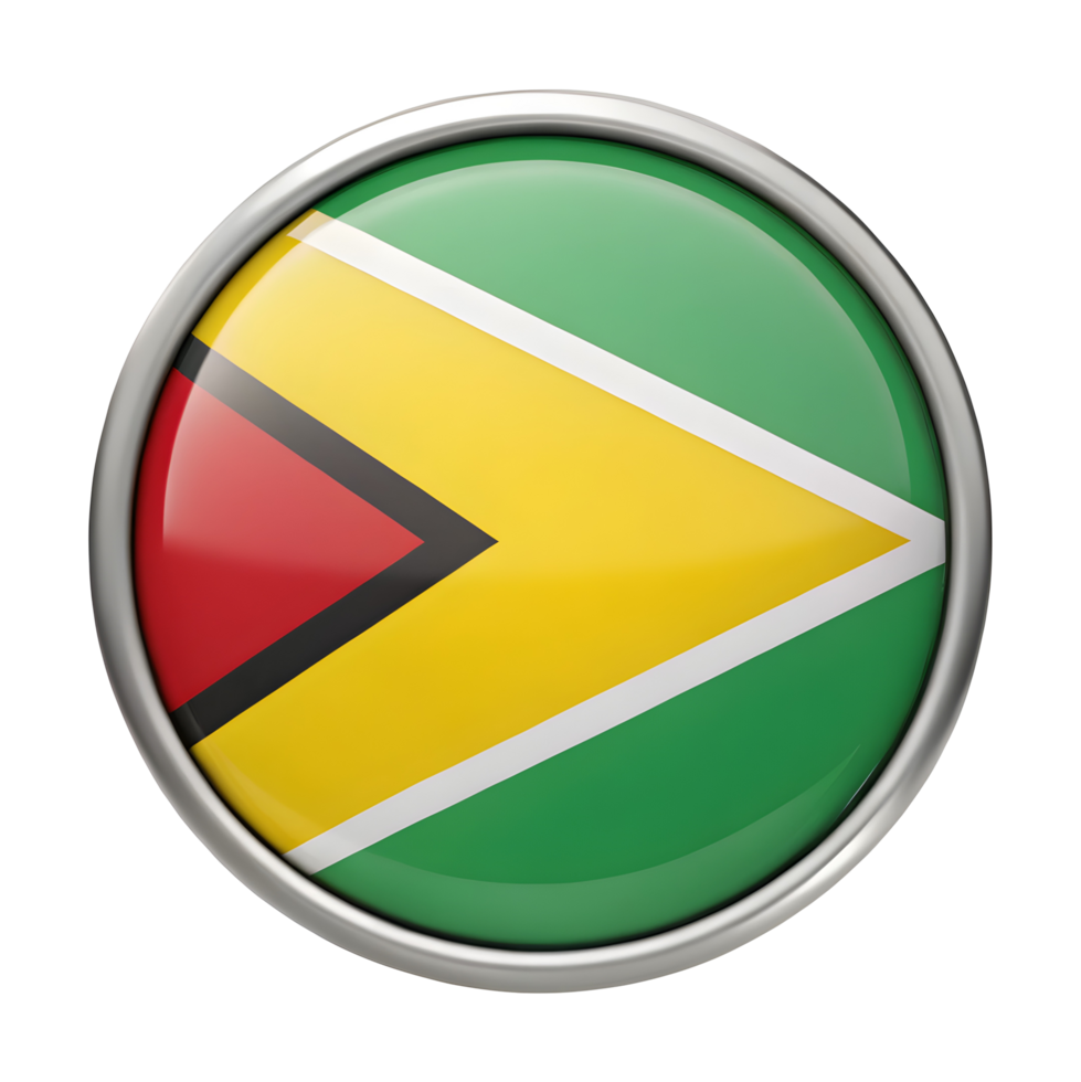 3D Circular Icon of the Guyana Flag for Creative Design Projects and Illustrations png