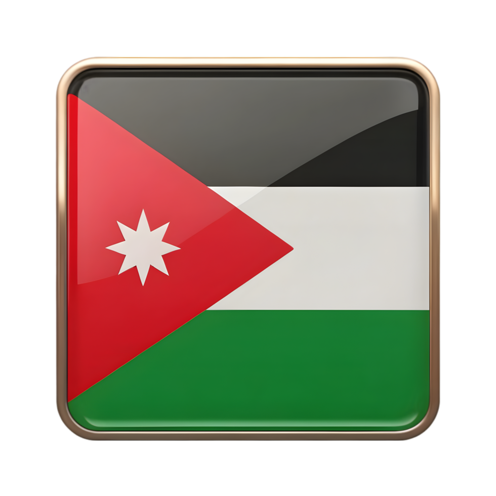 3D Jordan Flag Icon in Rectangle Shape for Creative Designs and Marketing Materials png