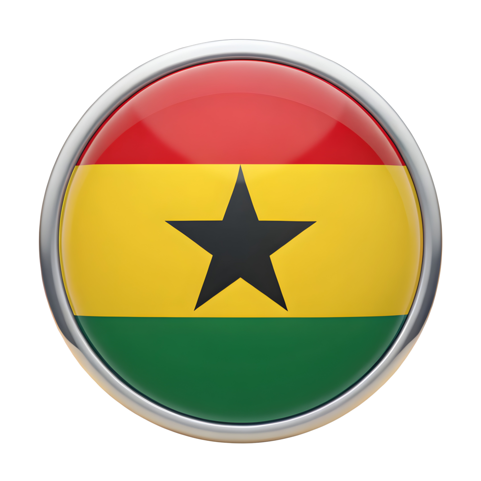 3D Ghana Flag Icon in Circle Shape for Creative and Professional Use in Digital Media and Graphic Design png