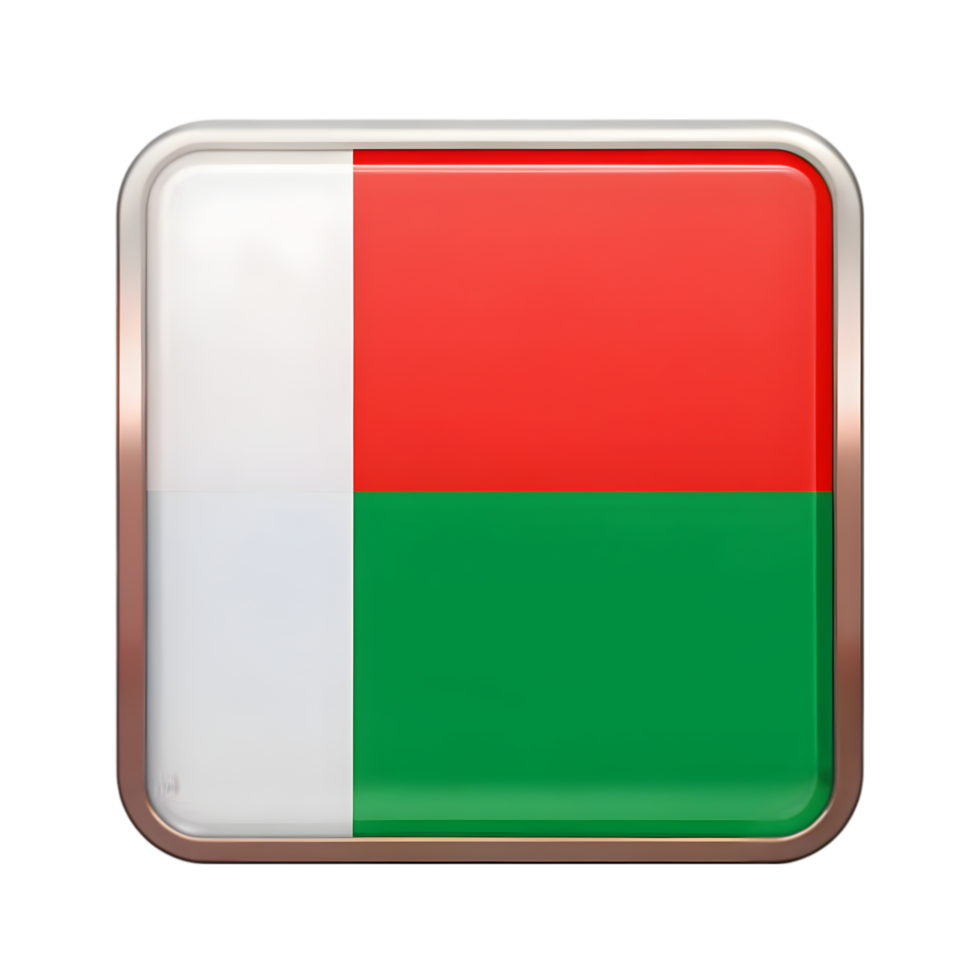 3D Madagascar Flag Icon in Rectangle Shape Perfect for Representing Madagascar National Identity and Culture in Various Design Projects png