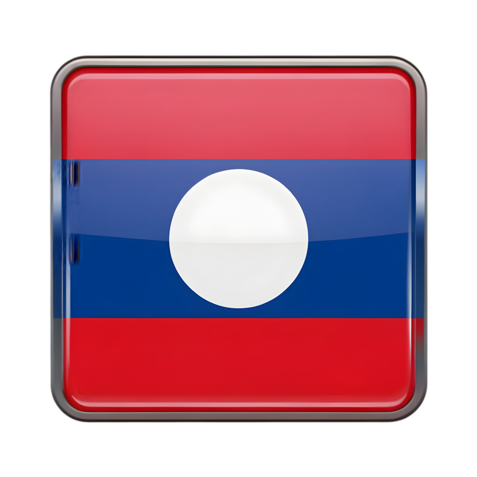 3D Laos Flag Icon in Rectangle Shape for National Themes and Designs png