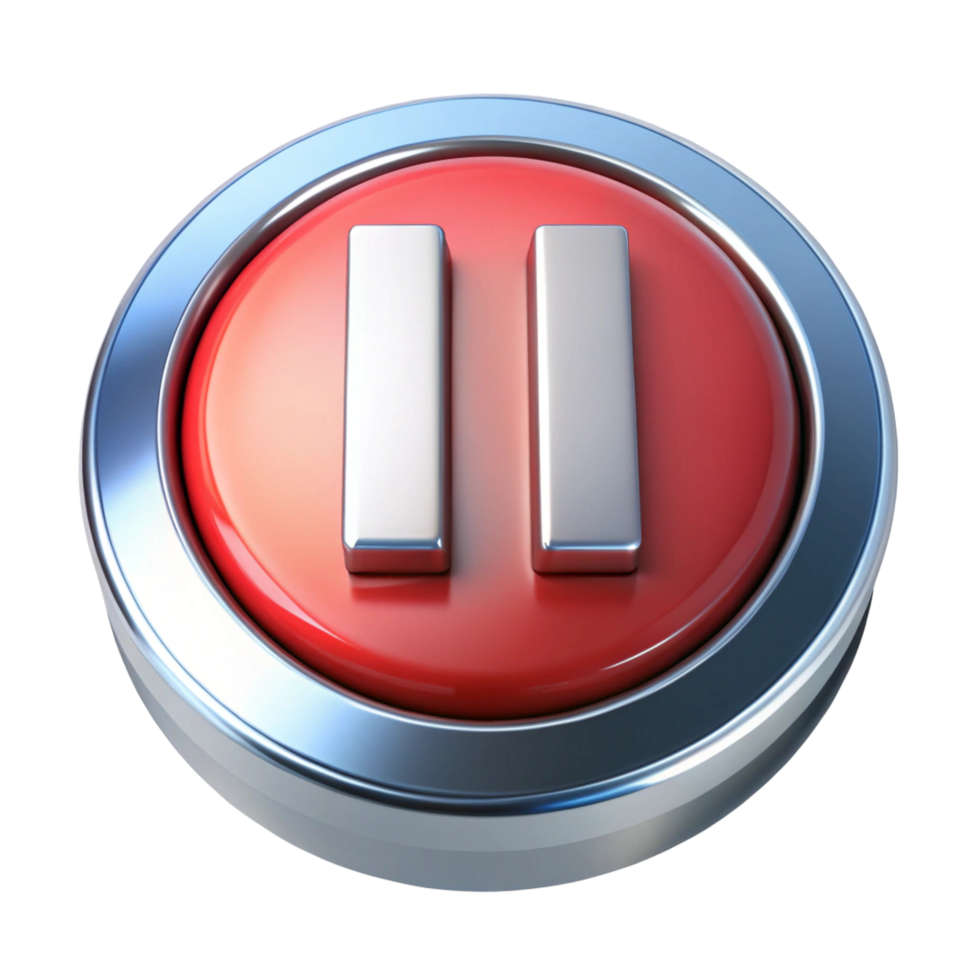 Red Pause Button for Media Player or Website Interface Design png