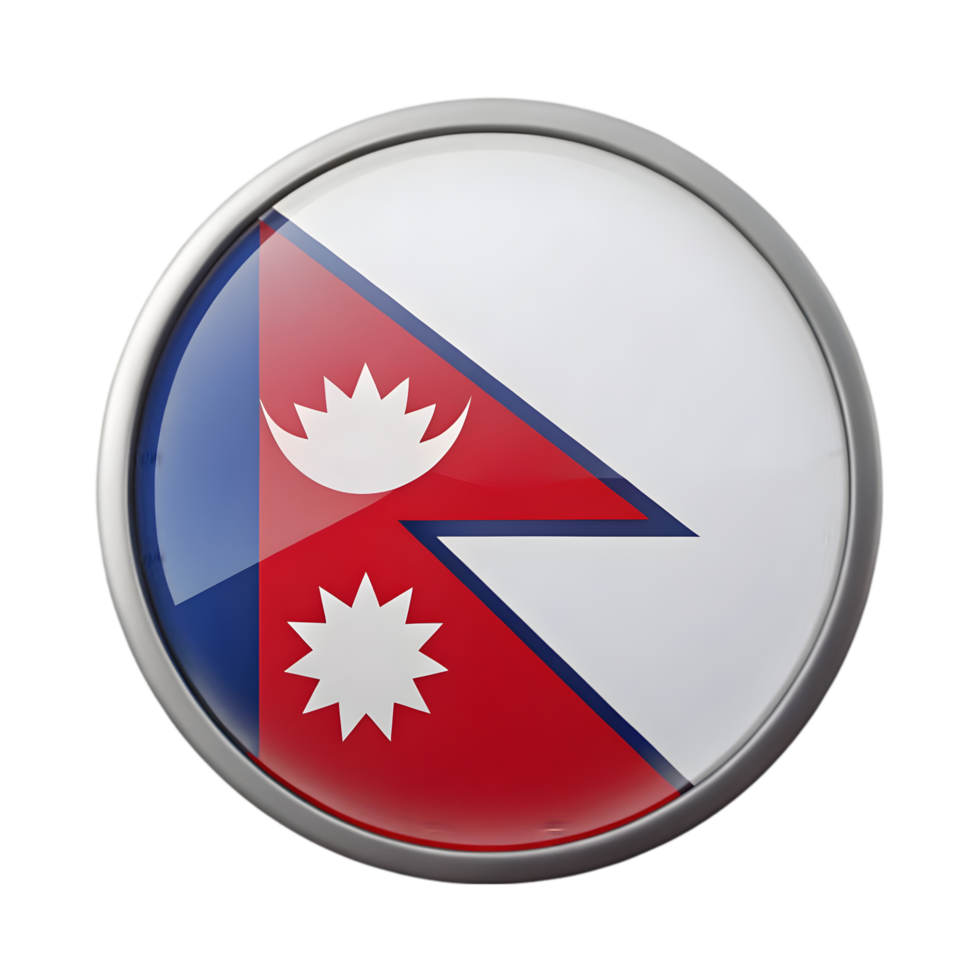 3D Nepal Flag Icon in Circle Shape for National Celebrations and Events png