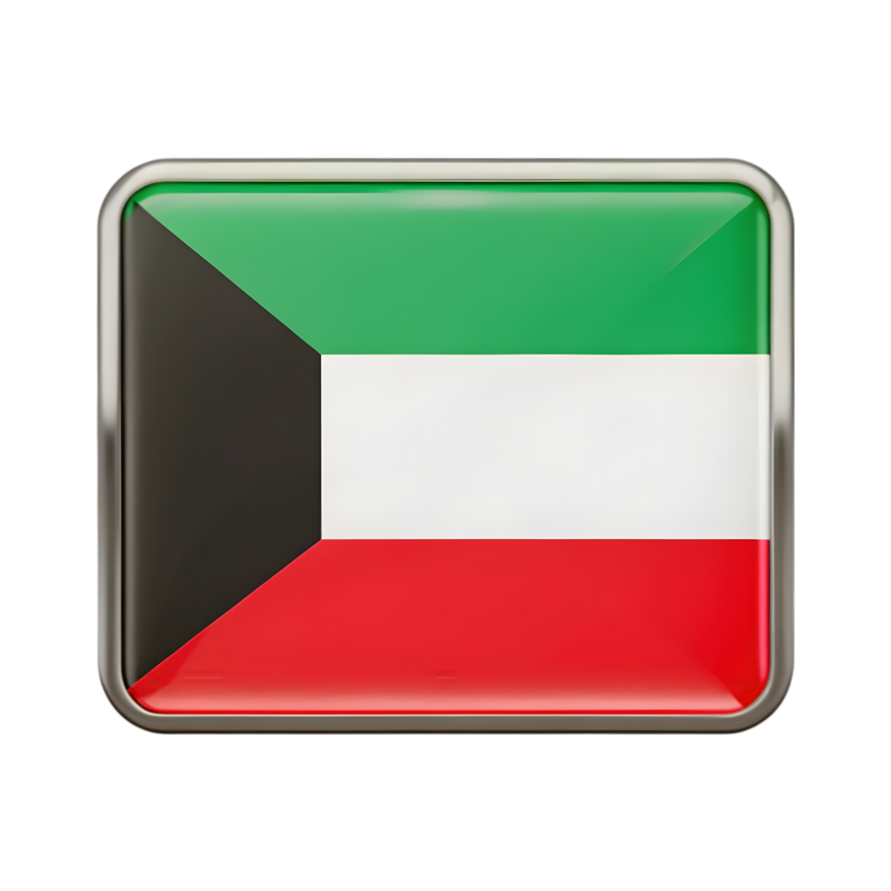 3D Kuwait Flag Icon for Graphic Design and International Representations png
