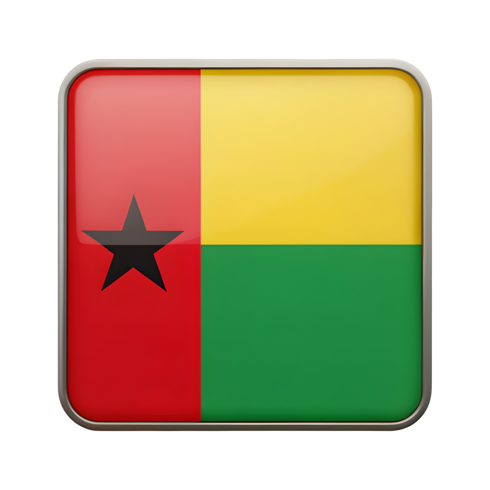 3D Rectangular Guinea Bissau Flag Icon for Creative Projects and Educational Uses png