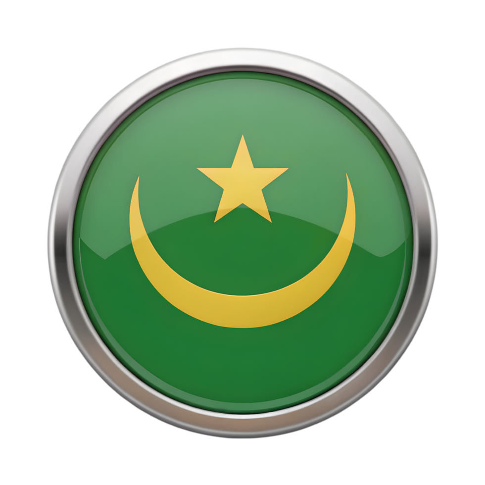 3D Circle Shape Icon of the Mauritania Flag for Creative Projects and Design Purposes png