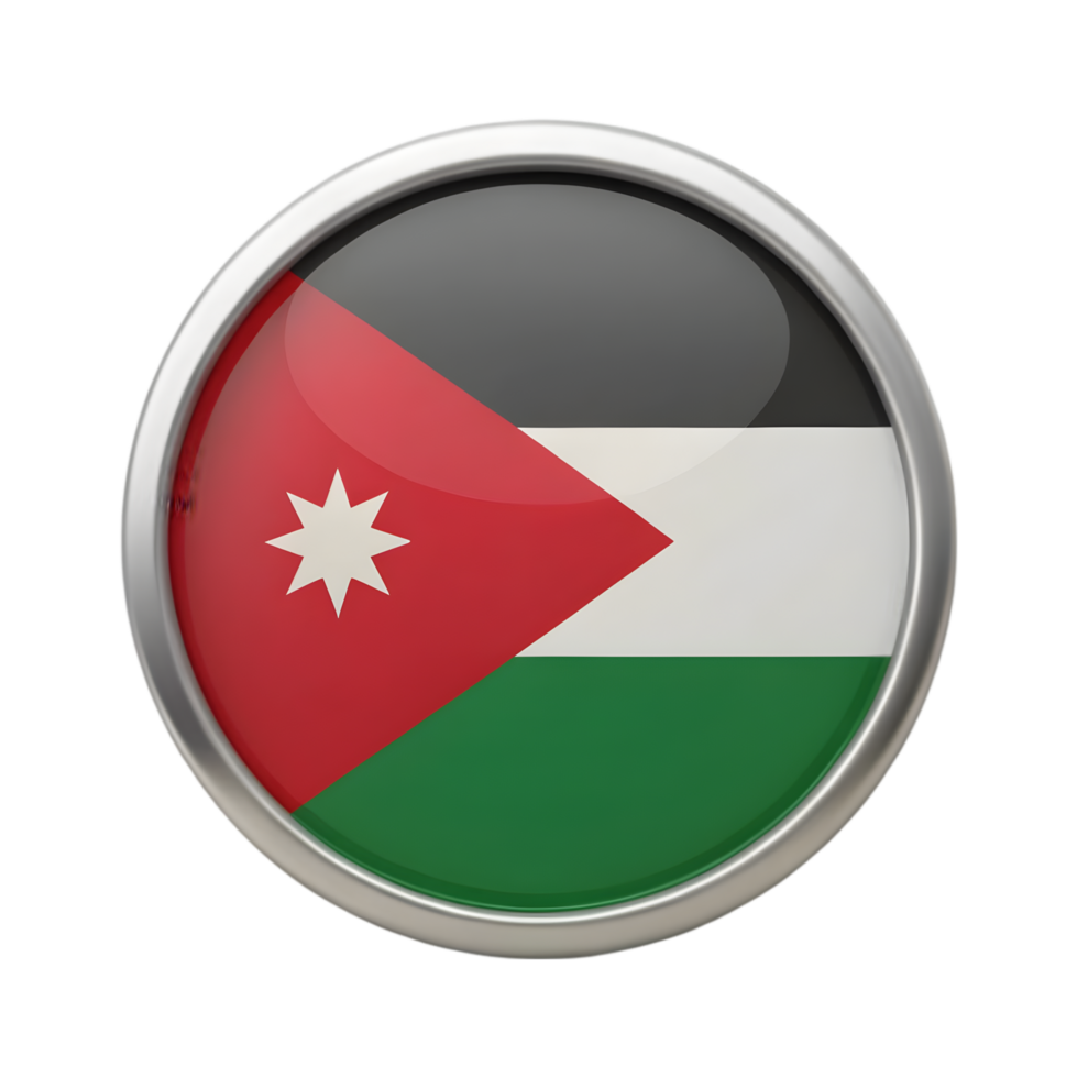 3D Circular Jordan Flag Icon for Creative Projects and Graphic Designs png