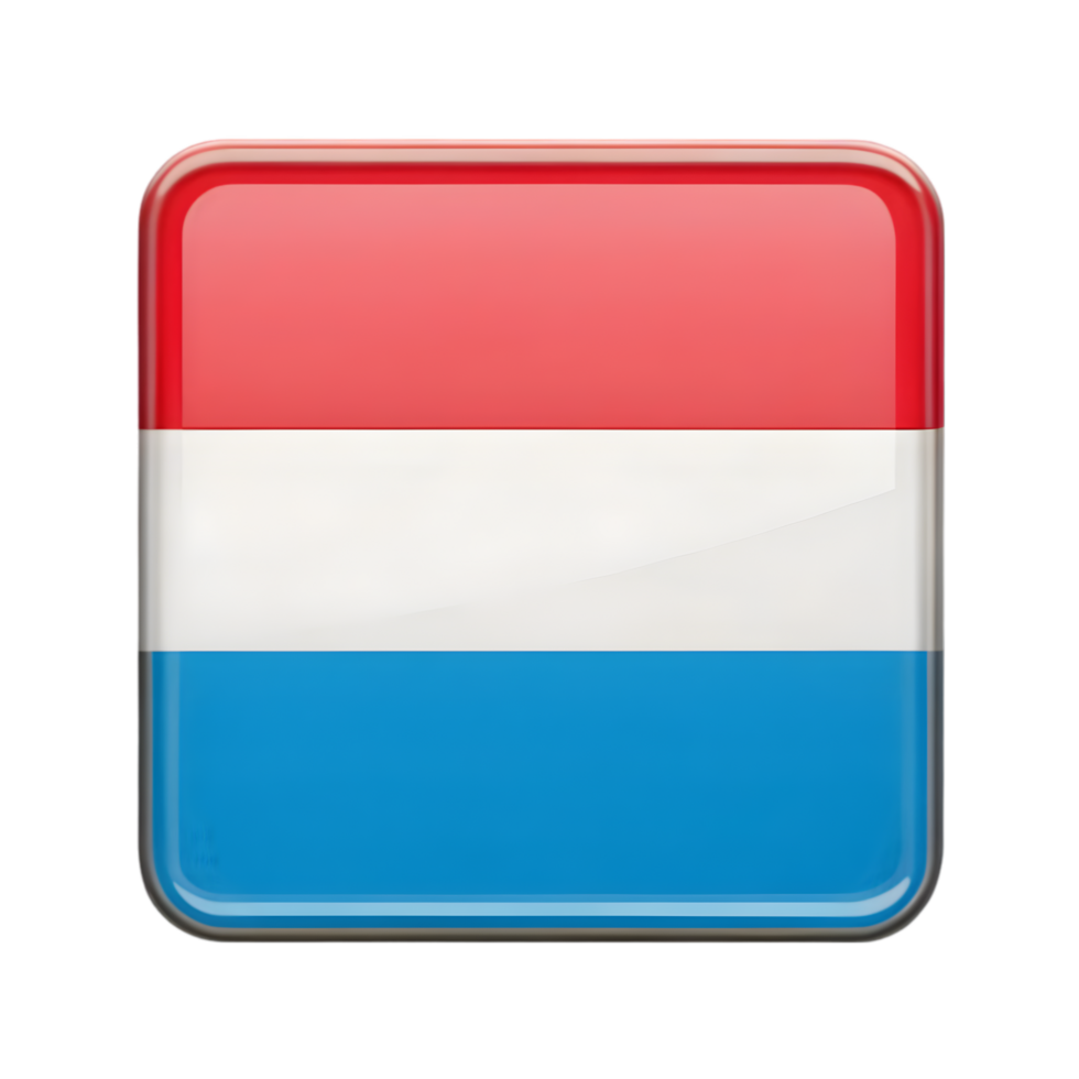 3D Luxembourg Flag Icon in Rectangle Shape for Creative Projects and Digital Designs png