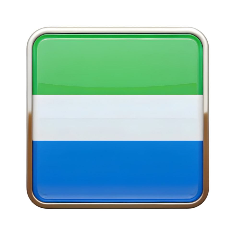 3D Sierra Leone Flag Icon in Rectangle Shape for Various Design Applications and Projects png
