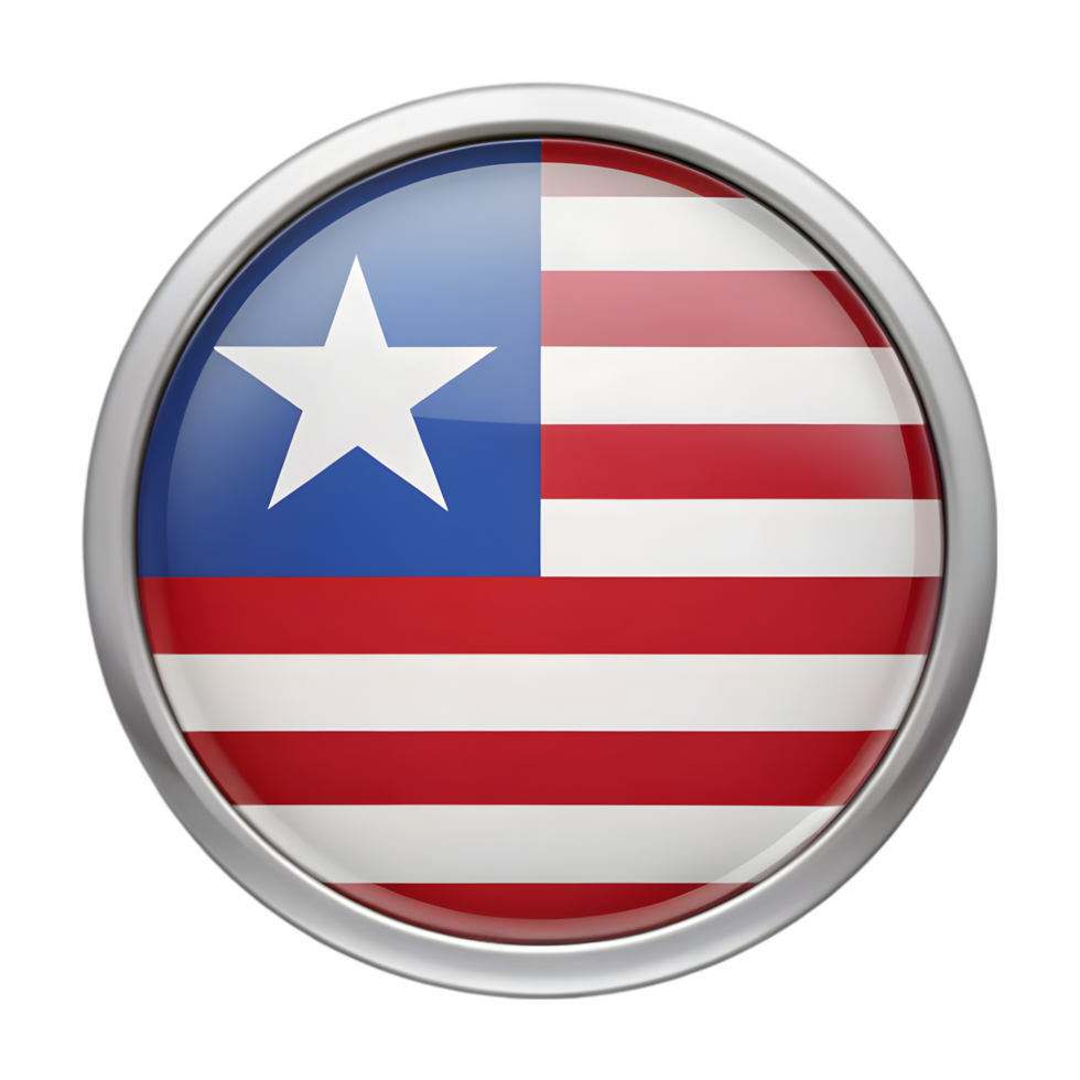 3D Circular Flag Icon of Liberia Suitable for Digital Displays and Graphic Designs png