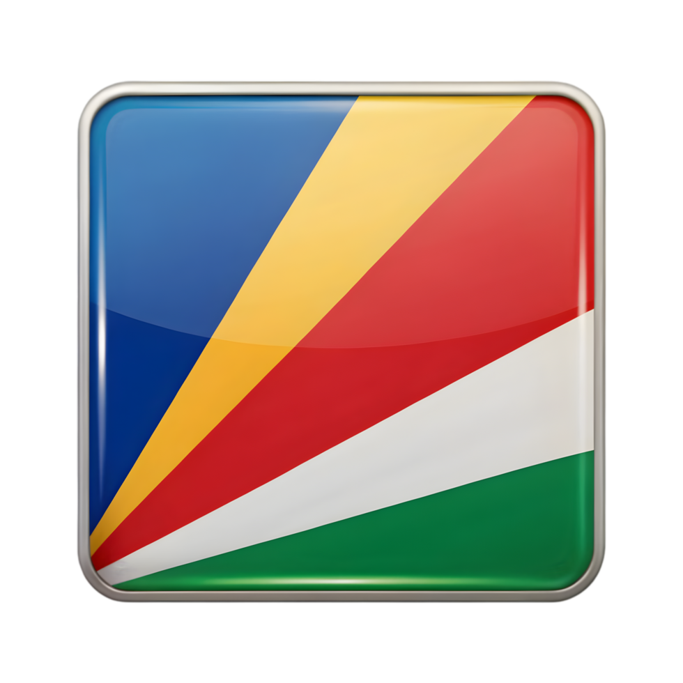 3D Seychelles Flag Icon in Rectangle Shape for Creative Designs and Illustrations png