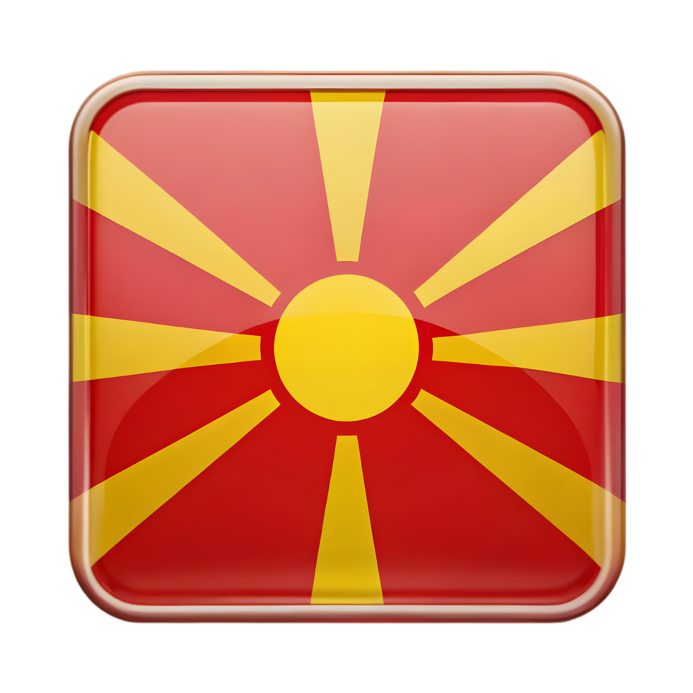 3D North Macedonia Flag Icon in Rectangular Shape Ideal for Digital and Print Media Representations png