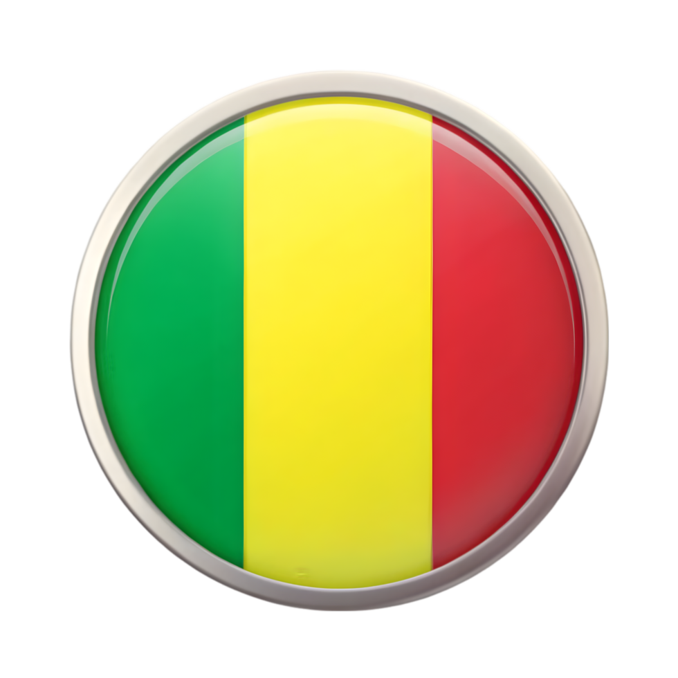 3D Circular Mali Flag Icon for Professional Graphics and Design Projects png