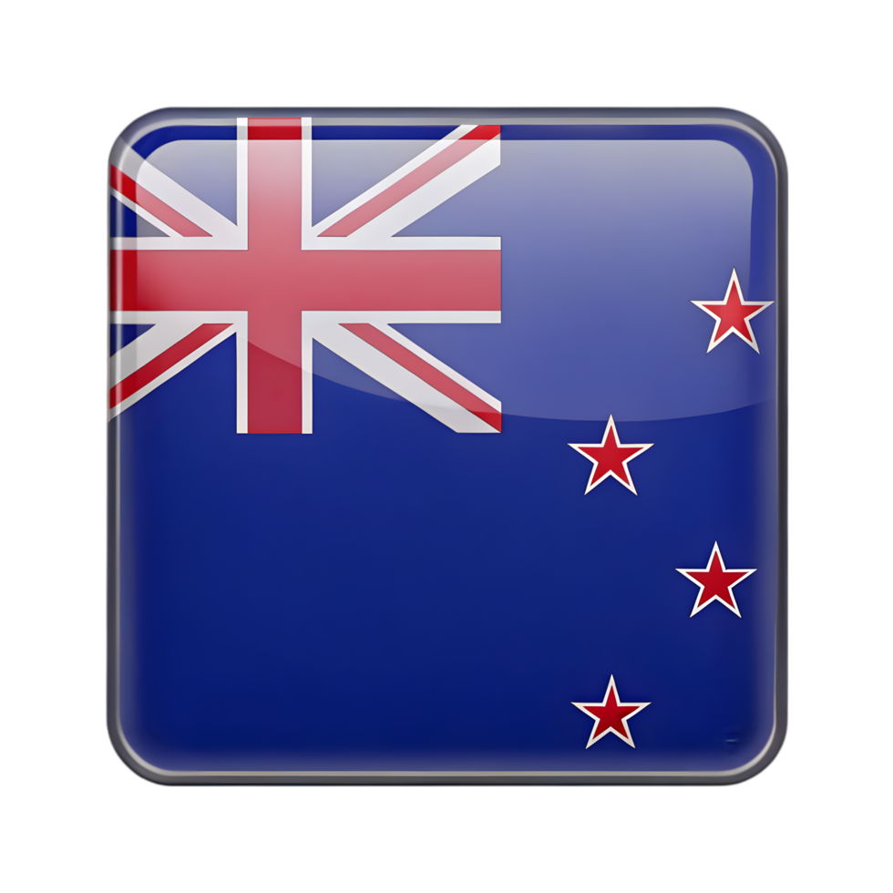3D New Zealand Flag Icon in Rectangle Shape Perfect for Digital Design and Graphic Projects Featuring National Symbolism png