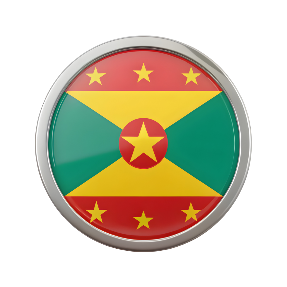 3D Grenada Flag Icon in Circle Shape for Graphic Design and Web Projects png