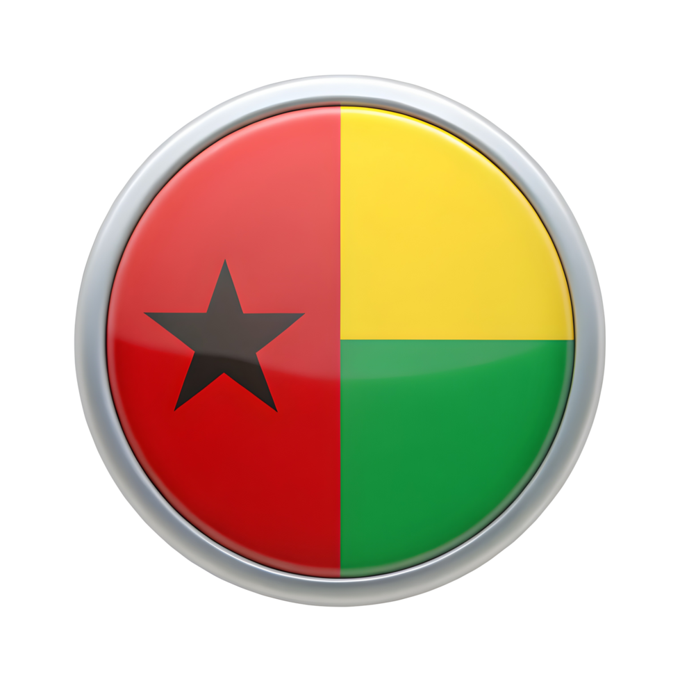 3D Circle Icon of the Guinea Bissau Flag Perfect for Digital and Print Design Projects png