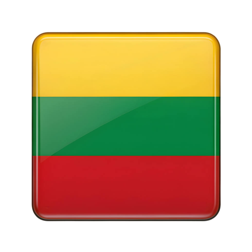 Stylish 3D Lithuania Flag Icon in Rectangle Shape Perfect for Use in Various Design Projects and Presentations png