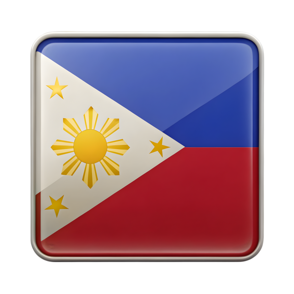 3D Philippines Flag Icon in Rectangle Shape for National Celebrations, Events, and Educational Graphics png