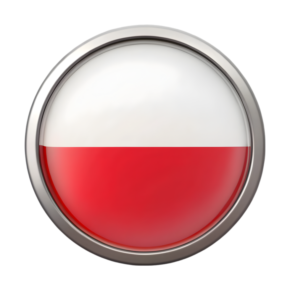 3D Poland Flag Icon in a Circular Shape Suitable for Various Digital Applications and Representations png