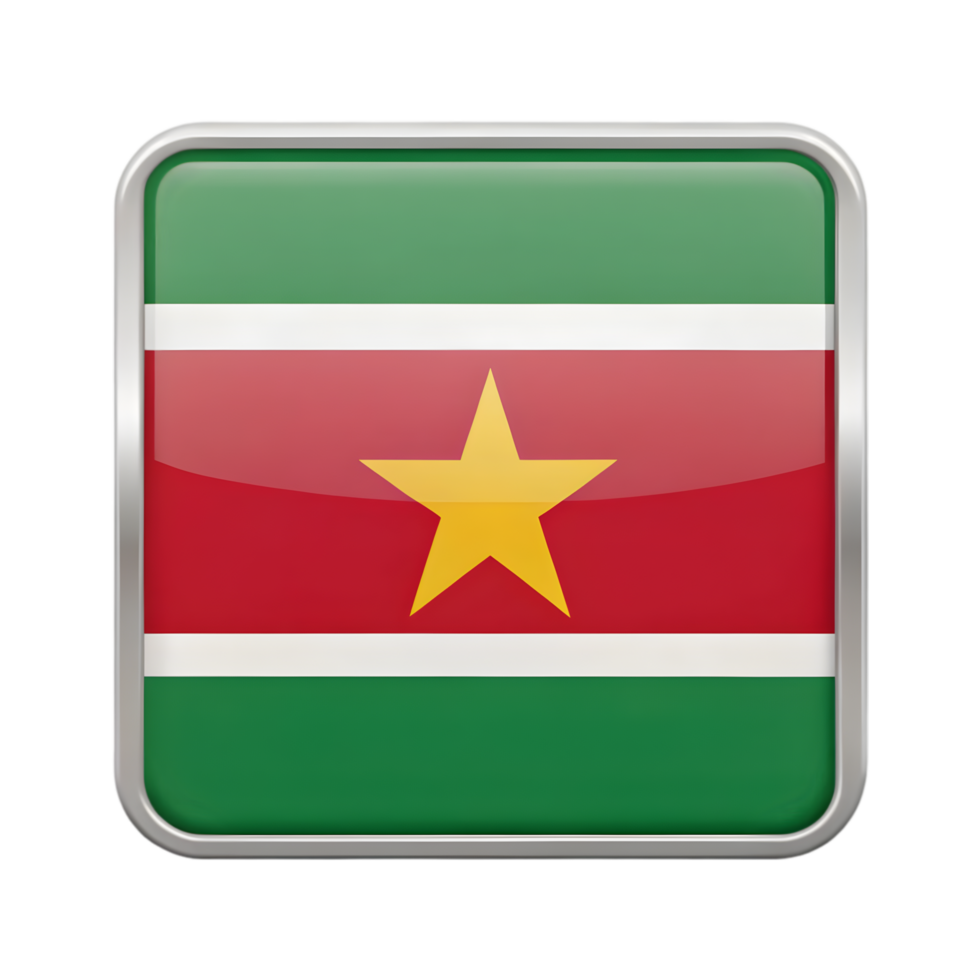 A Realistic 3D Rectangle Shaped Suriname Flag Icon for Creative Projects and Digital Designs png