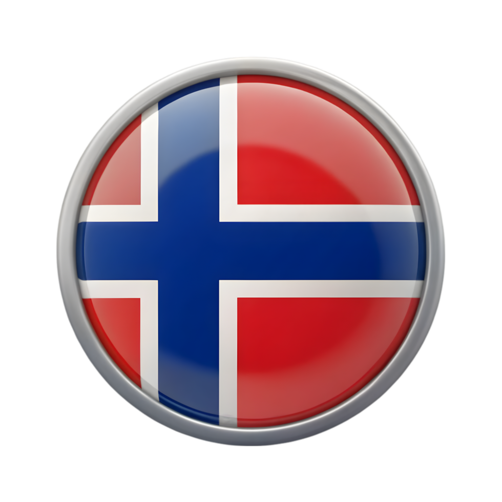 3D Icon of Norway Flag in a Circular Shape for Graphic Design and Web Projects png