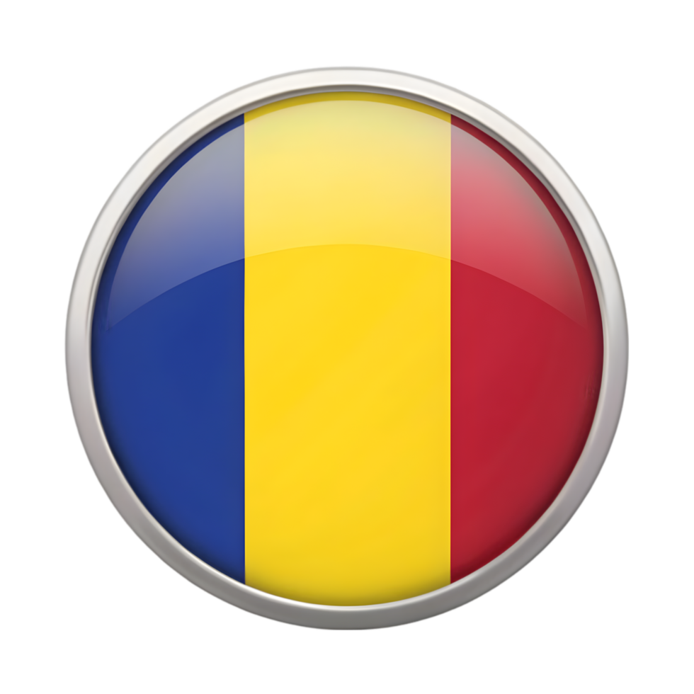 3D Romania Flag Icon in Circle Shape for Creative Projects and Digital Presentations png