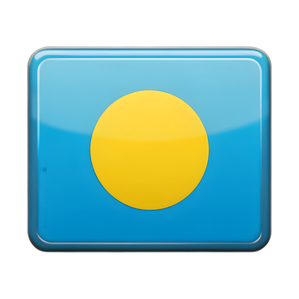 3D Palau Flag Icon in Rectangle Shape for Creative Design and Web Use png