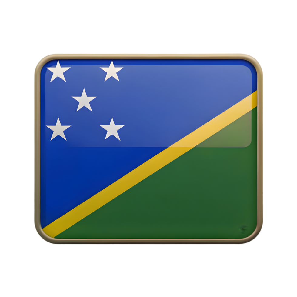 3D Solomon Islands Flag Icon in Rectangular Shape for Use in International and Travel-related Designs png