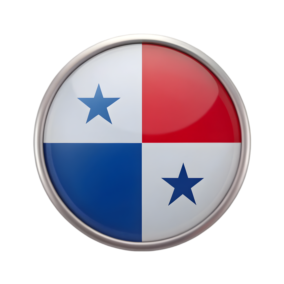 3D Panama Flag Icon in a Circle Shape for Creative and Informative Design Projects png