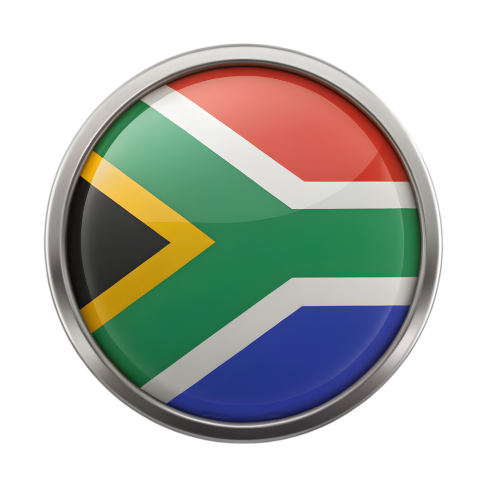 3D Rendered Icon of South Africa Flag in Circle Shape for Symbolic Representations and Creative Designs png