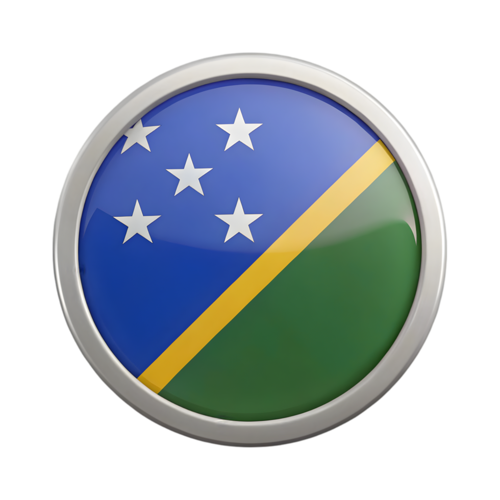 3D Solomon Islands Flag Icon in Circle Shape for Creative Designs and Digital Projects png