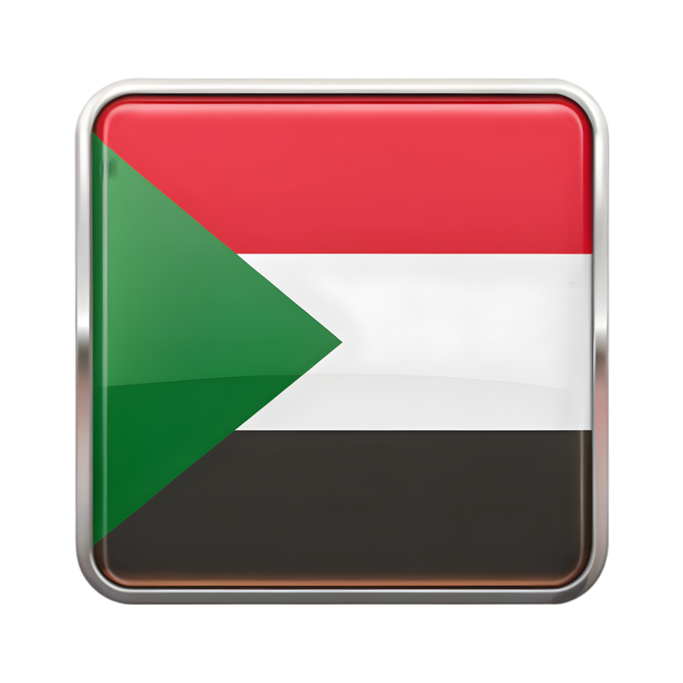 3D Sudan Flag Icon in Rectangle Shape Suitable for Various Digital and Graphic Applications png