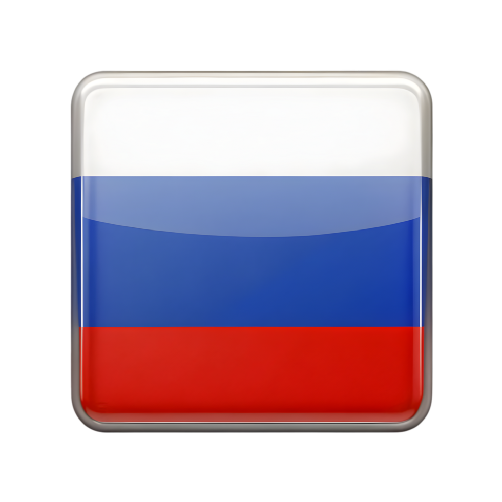 3D Rectangular Icon of the Russia Flag, Perfect for Presentations and Creative Designs png