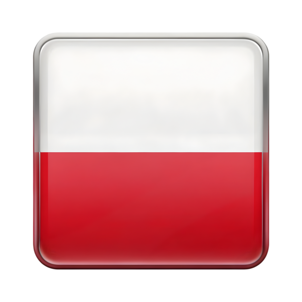 3D Poland Flag Icon in Rectangle Shape Ideal for Representations and Designs Related to Poland's National Identity png