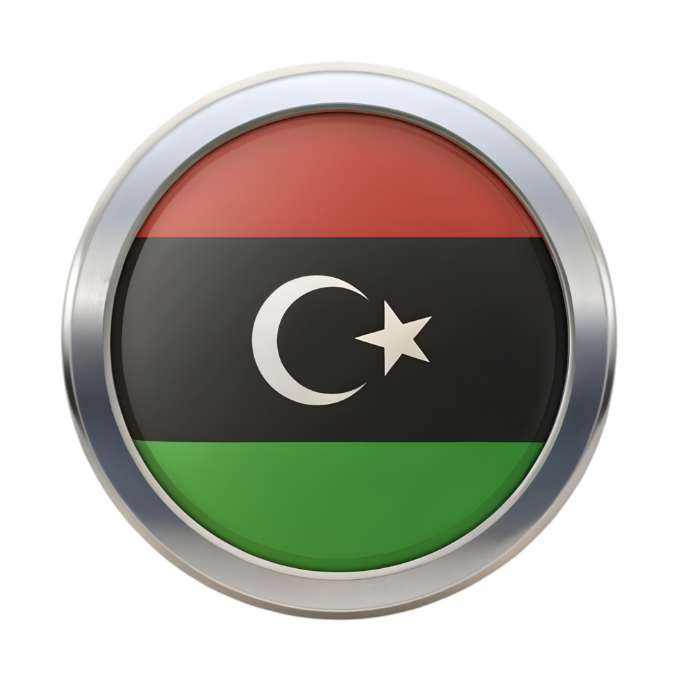 Stylish 3D Circular Icon of Libya's National Flag for Creative Projects and Designs png