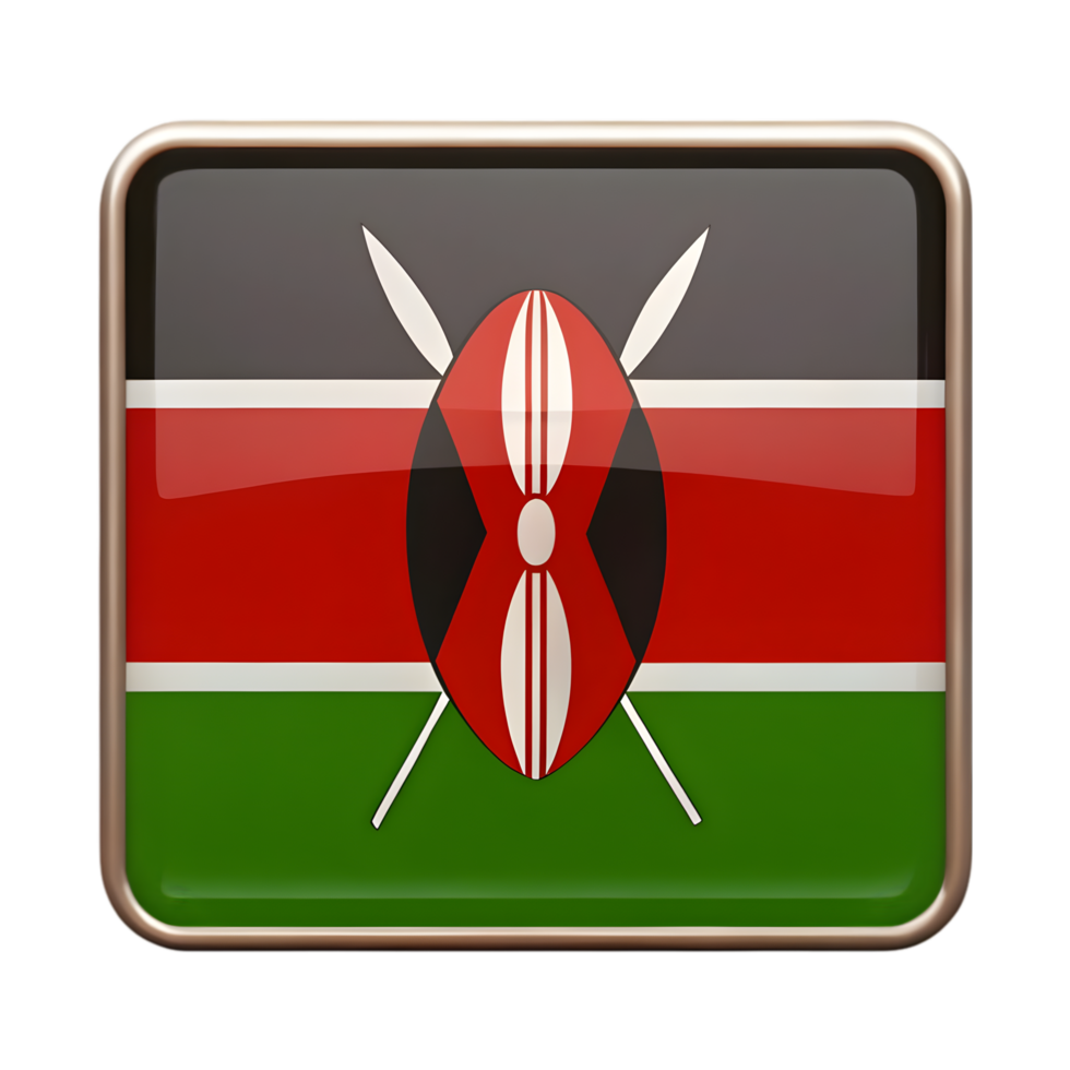 3D Kenya Flag Icon in Rectangle Shape Suitable for National Holidays or Cultural Events png