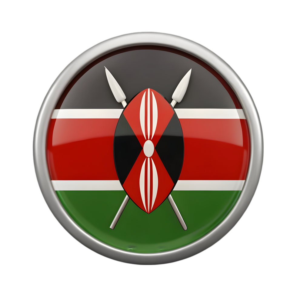 3D Circular Icon of the Kenya Flag for Use in Various Design Projects and Presentations png