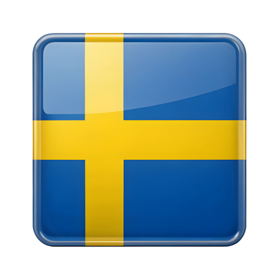 3D Sweden Flag Icon in Rectangle Shape Ideal for Representing Sweden in Various Creative Projects and Designs png