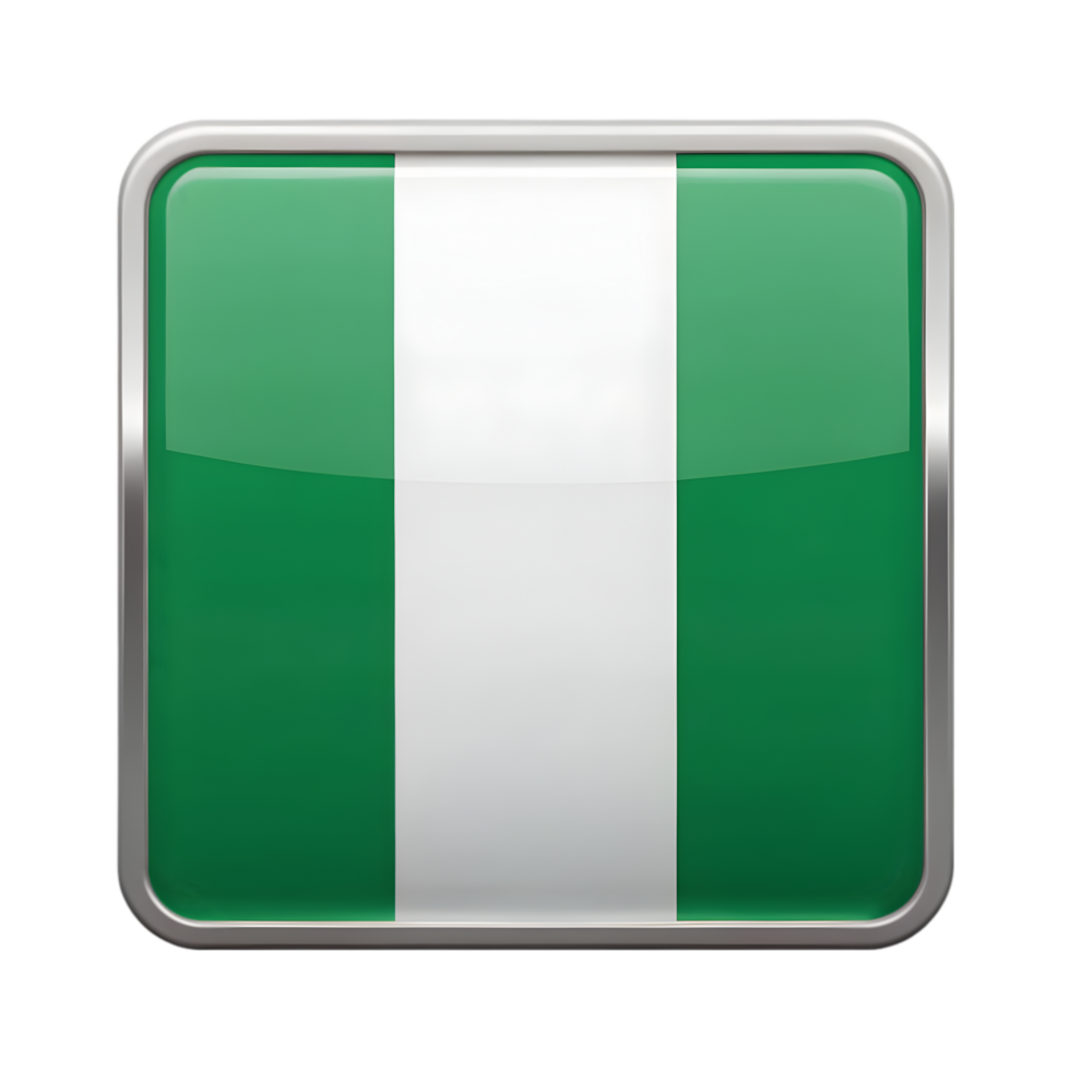 3D Nigeria Flag Icon in Rectangular Shape Ideal for National Celebrations, Decorations, and Emblems png